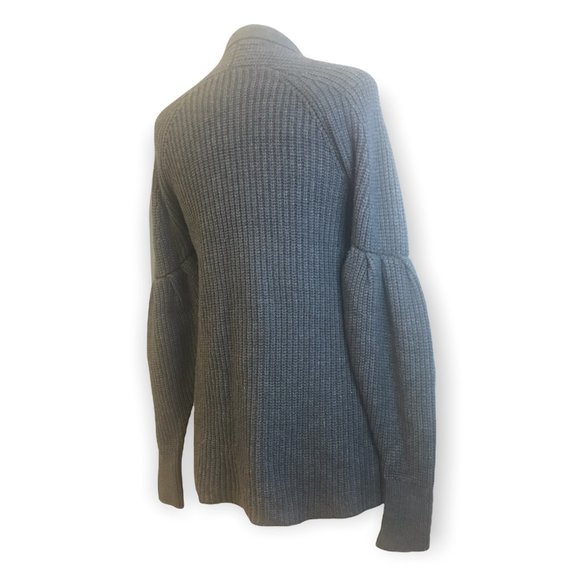 ANTHROPOLOGIE KNITTED & KNOTTED DARK Gray MAJELLA Open Front WOOL BLEND CARDIGAN - Picture 8 of 8